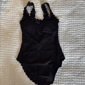 Black Scalloped One-Piece Swimsuit
